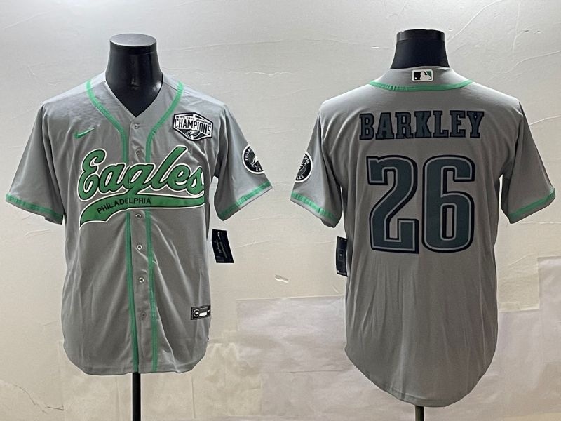 Men Philadelphia Eagles 26 Barkley Grey Jointly Name 2025 Nike Limited NFL Jersey style 5